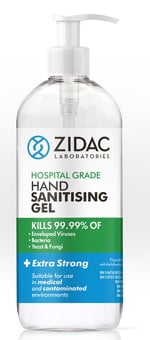 picture of ZIDAC - Hand Sanitising Gel - Hospital Grade - 78.2 Percent Alcohol - 500ml Pump Bottle - [ZD-HANDGELMED500] - (DISC-W)