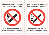 picture of Welsh Against the Law to Smoke in Premises - Double Sided for use on Glass - [AS-PR512]