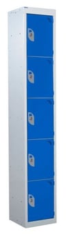 picture of Standard Locker - 5 Compartment - Dark Blue Doors - 1800H x 300W x 300D mm - [QM-LS1830305BXX]