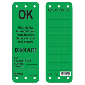 picture of Xtreme Tough Green – OK To Use Scaffolding Tag - [MA-S4702] - (DISC-X)