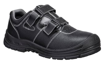 picture of Portwest FS70 - Steel Action Leather Sandal - S1P SR FO - Black/Grey - PW-FS70BGY