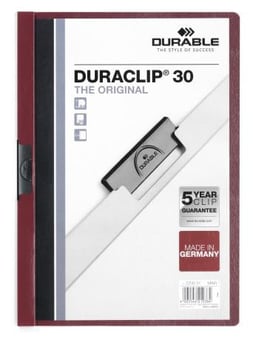 Picture of Durable Duraclip 30 Clip Folder - A4 - Dark Red - Pack of 25 - [DL-220031]