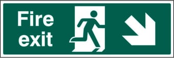 picture of Fire Exit Arrow Pointing South East Sign - 400 x 150Hmm - Rigid Plastic - [AS-SA7-RP]