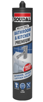 picture of Soudal Premium Bathroom Kitchen & Shower Silicone Sealant - Clear 290ml - [DK-DKSD159278]