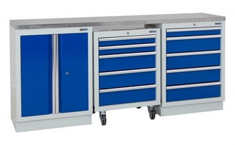picture of BiGDUG 2041mm Wide Workbench - 1x Roll Cabinet - 5 Drawer Cabinet - Stainless Worktop - [BDU-TGC1R4GBS] - (LP)