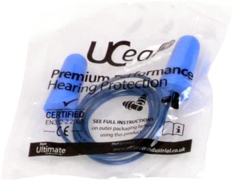 Picture of PU Foam Detectable Disposable Corded Ear Plugs - SNR 39 - Box of 200 Pairs - [UC-UC-EP301CD]