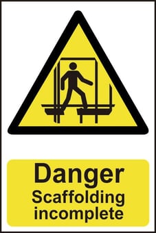 Picture of Spectrum Danger Scaffolding Incomplete - SAV 200 x 300mm - SCXO-CI-11125
