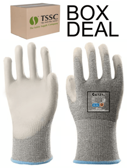 picture of Cutzy - Cut Resistant Level D - Safety Grey Gloves - Box Deal 120 Pairs - IH-CAS-HPE13001-WH2