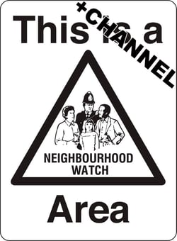 picture of Street Signs - This is a Neighbourhood Watch White Area With Fixing Channel - FIXING CLIPS REQUIRED - 300 x 400Hmm - Reflective - 3mm Aluminium - [AS-NW2C-ALU]