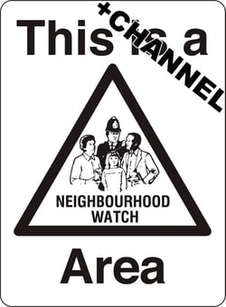 Picture of Street Signs - This is a Neighbourhood Watch White Area With Fixing Channel - FIXING CLIPS REQUIRED - 300 x 400Hmm - Reflective - 3mm Aluminium - [AS-NW2C-ALU]