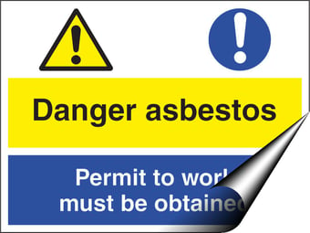 picture of Danger Asbestos Permit to Work Sign - 400 X 300Hmm - Self Adhesive Vinyl - [AS-MU18-SAV]