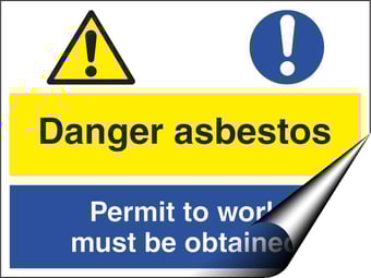 picture of Danger Asbestos Permit to Work Sign - 400 X 300Hmm - Self Adhesive Vinyl - [AS-MU18-SAV]