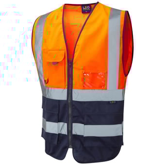 picture of Lynton - Hi-Vis Orange/NavySuperior Waistcoat - LE-W11-O/NV