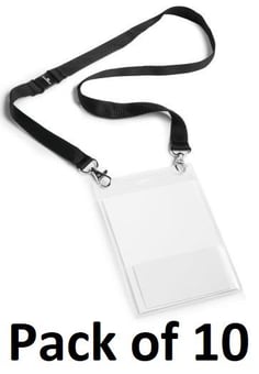 picture of Durable Name Badge A6 with Textile Necklace Duo - 20x88mm - Black - Pack of 10 - [DL-852501]