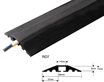 picture of Value Black Floor Cable Tidy Protector - Cover For Temporary Use or Low Foot Traffic Areas - Fits 1 x 9mm Cable - Black - [VS-RO7]