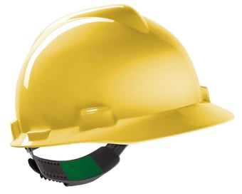 picture of MSA V-Gard Yellow Hard Hat Cap Style - Unvented - Staz-On Suspension - [MS-GV121-0000000-000]