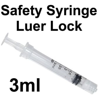 picture of Luer Lock SAFETY Syringe - 3ml - Supplied Without Needle - Pack of 100 - [CM-120006IM]