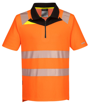 Picture of Portwest - DX4 Hi-Vis Polo Shirt S/S - Polyester Pin Mesh - Orange/Black - PW-DX412OBR