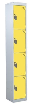 picture of QMP Standard Locker - 4 Compartment - Yellow Doors - 1800H x 300W x 300D mm - [QM-LS1830304YXX]