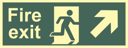 picture of Spectrum Fire Exit - Man Arrow Up/Right – Photolum. 400 x 150mm – [SCXO-CI-12412]