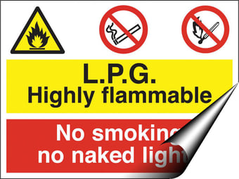 Picture of L.P.G. Flammable Smoking Naked Lights Sign - 600 X 450Hmm - Self Adhesive Vinyl - [AS-MU6-SAV]