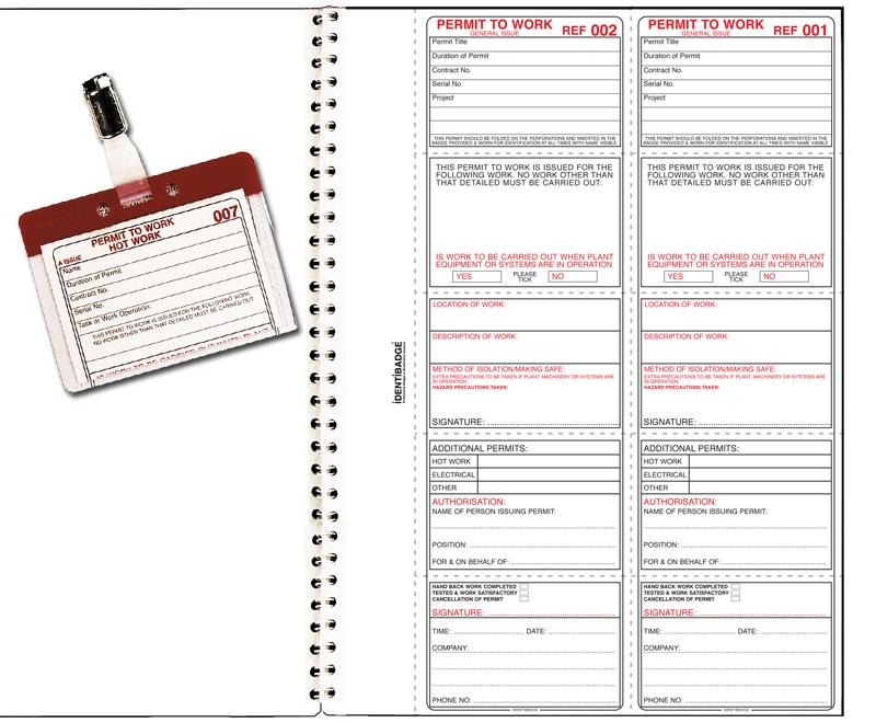 Permit To Work - Spiral Bound - Contains General Permits, Hot and Electrical Permits - [IB-IBPERR] - (DISC-W)