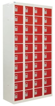 picture of QMP Personal Effects Locker - 40 Compartment - Red Doors - 1800H x 900W x 380D mm - [QM-LR189038FRXX]