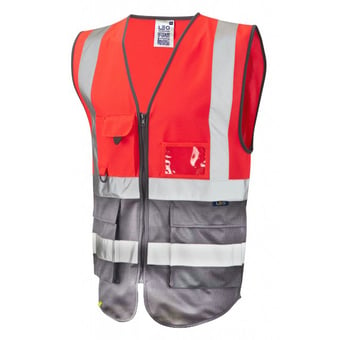 picture of Hi-Vis Red/Grey Superior Waistcoat - Generous Size - LE-W11-R/GY