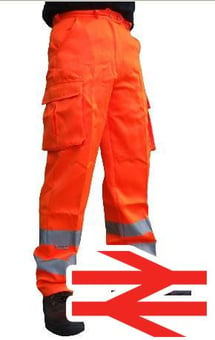 picture of Beeswift Hi Vis Polycotton Orange Rail Spec Combat Trousers - Tall Leg - BE-RST-TL