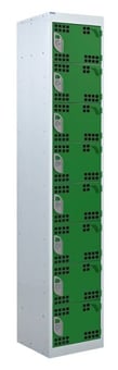 picture of QMP Tool Charging Locker - Perforated Door - RCD Plug - 8 Compartment - Green - 1800H x 450W x 450D mm - [QM-BR1845458GPX]