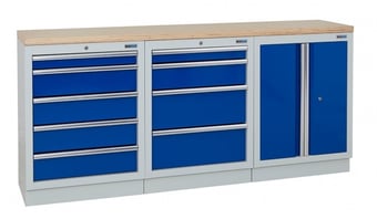 picture of BiGDUG 2041mm Wide Workbench - 5 Drawer Cabinet - 4 Drawer Cabinet - 2 Door Cupboard - Multiplex - [BDU-TGC431GBM] - (LP)