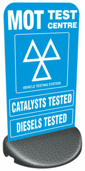 Picture of Forecourt/Pavement Sign - MOT Catalysts and Diesels Tested - 460 x 850mm - [PSO-FPS7850-13-6]