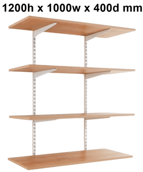 picture of BiGDUG Office Wall Mounted Shelving Kit - 1200h x 1000w x 400d mm - 4 Oak Melamine Levels - [BDU-TSW1244OO]