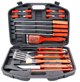 picture of Prima 18pcs BBQ Set Wood Handle - Blowcase - [NT-14030C]