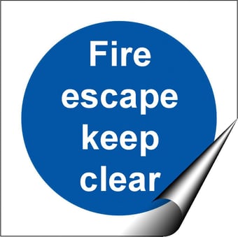 picture of Fire Escape Keep Clear - BS5499 Part 1 & 5 - 100 X 100Hmm - Self Adhesive Vinyl - [AS-MA165-SAV]