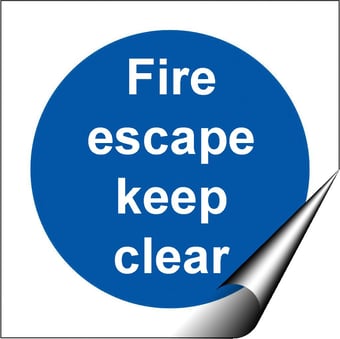 Picture of Fire Escape Keep Clear - BS5499 Part 1 & 5 - 100 X 100Hmm - Self Adhesive Vinyl - [AS-MA165-SAV]