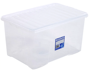 picture of BiGDUG Wham Economy Plastic Box & Lid - 60L - 330h x 400w x 600d mm - Clear - [BDU-VUB60]