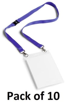 picture of Durable Name Badge A6 with Textile Necklace Duo - 20x88mm - Dark Blue - Pack of 10 - [DL-852507]