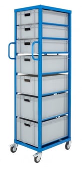 picture of Euro Container Trolley - 1855h x 465w x 715d mm - 3x 30L 2x 42L 2x 54L Capacity Boxes - [BDU-UZECTL5]