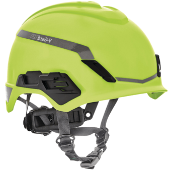 picture of MSA V-Gard H1 Novent Helmet Yellow/Green High-Viz Fas-Trac III Non-Vented - [MS-10194796]