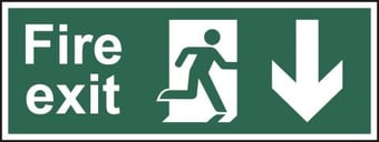 Picture of Spectrum Fire exit Man arrow down - SAV 300 x 100mm - SCXO-CI-12579