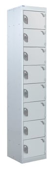picture of QMP Tool Charging Locker - Solid Door - RCD Plug - 8 Compartment - Light Grey - 1800H x 300W x 450D mm - [QM-BR1830458LSX]