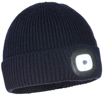 picture of Portwest - B033 - Workman's LED Rechargeable Beanie - Navy Blue - 150 Lumens - [PW-B033NAR]