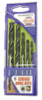picture of Faithfull Lip & Spur Wood Drill Bit Set of 5 - 4-10mm - Various Sizes - [TB-FAIWDBSET5]
