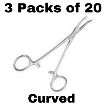 picture of Single Use - Mosquito Artery Forceps - 12.5cm - Curved - 3 Packs of 20 - Sterile - [ML-D8651-PACK]