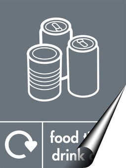 Picture of Recycling Signs - Food Tins & Drink Cans - 300 X 400Hmm - Self Adhesive Vinyl - [AS-WR34-SAV]