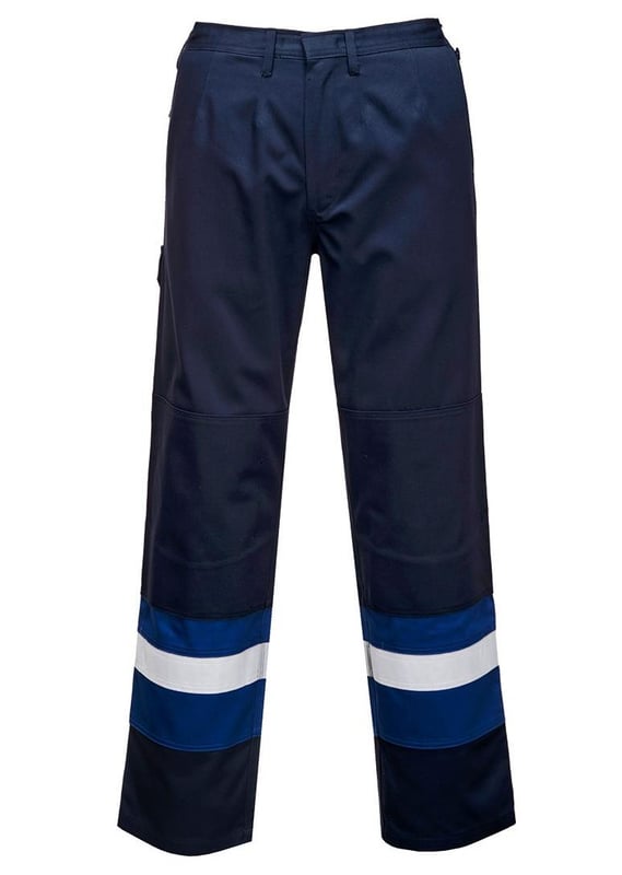 picture of Portwest - Navy/Royal Flame Retardant Anti-Static Two-Tone Trousers - Conforms to EN ISO 11612 EN ISO 11611 and EN 1149-5 - PW-FR56NRR