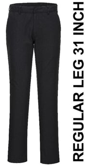 picture of Portwest - Stretch Slim Chino Black Trouser - Regular Leg 31 Inch - PW-S232BKR