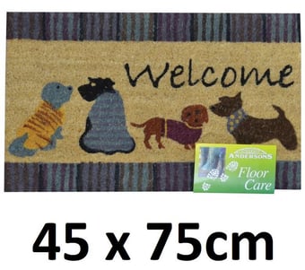 picture of Mat - 'Dogs' Tufted Coir Brush with Vinyl Base - 45 x 75cm - [CI-DM070]