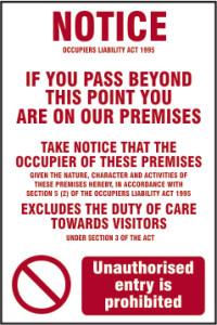 Picture of Spectrum Occupiers Liability Act 1995 - Information - PVC 400 x 600mm - SCXO-CI-4253